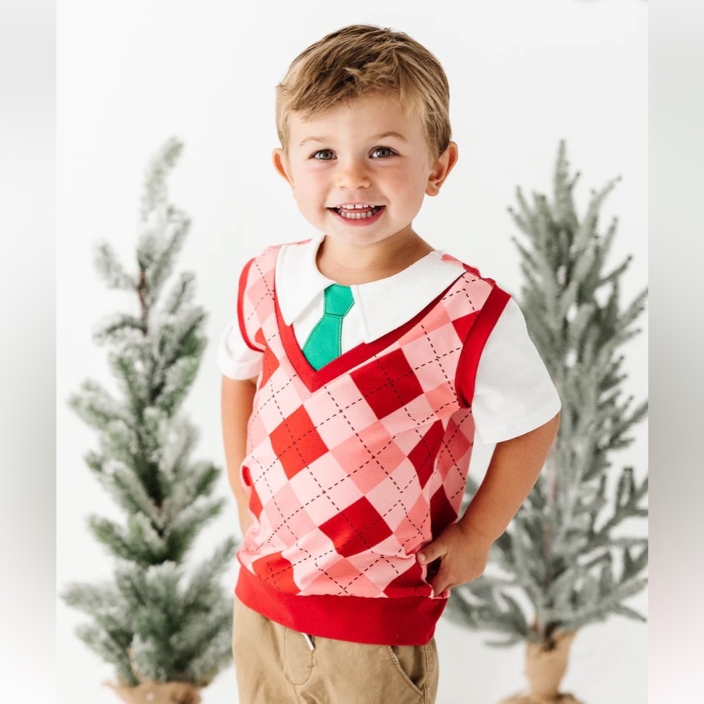 Taylor Joelle Holiday Argyle Kids Tee